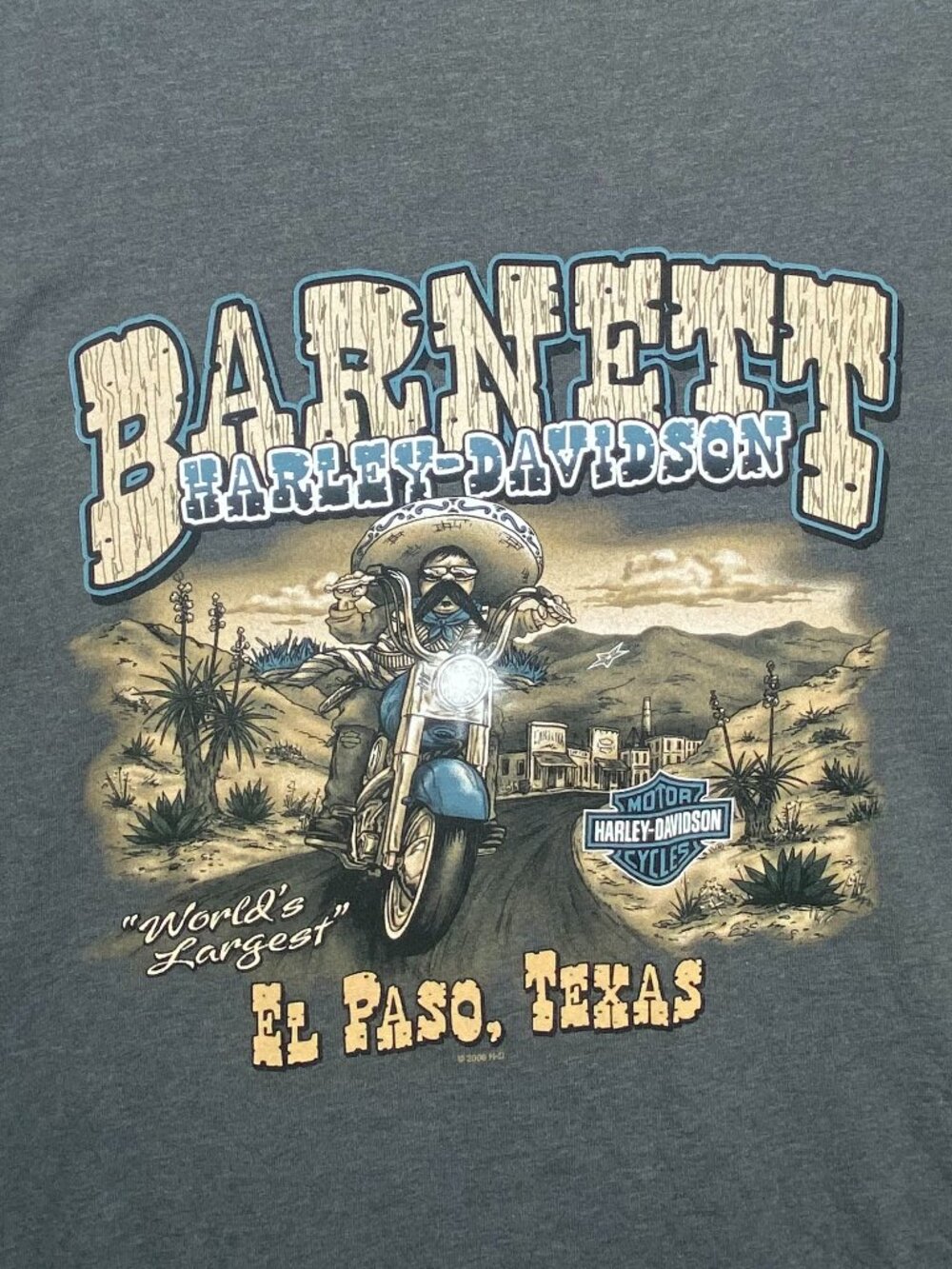 Barnett Harley Davidson El Paso TX T Shirt Mens 4XL Gray Hanes Beefy T